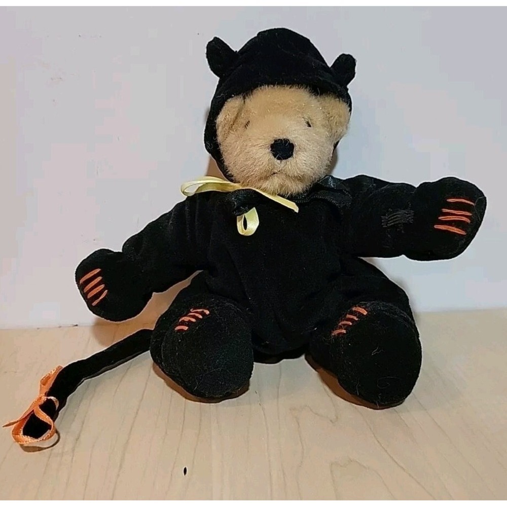 Muffy Vanderbear Plush Dressed Like a Black Cat Halloween Great American Bear Co